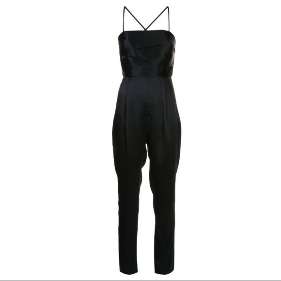 NEW MICHELLE MASON BLACK BANDED SILK JUMPSUIT - Picture 9 of 10